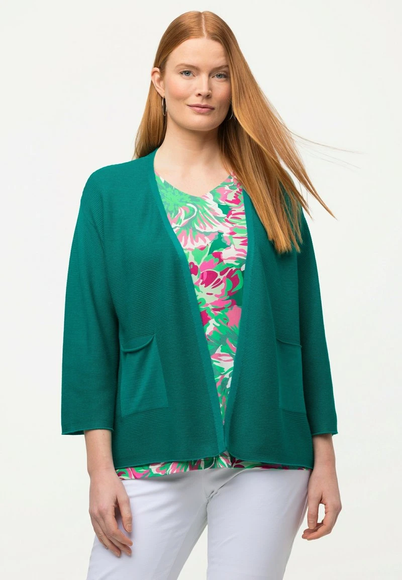 Ulla Popken CROSS RIBBED - Strickjacke - Green-blue 8 Ulla Popken CROSS RIBBED - Strickjacke - Green-blue – Bild 6