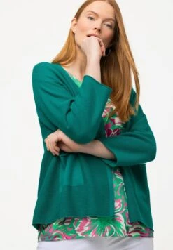 Ulla Popken CROSS RIBBED - Strickjacke - Green-blue 11 Ulla Popken CROSS RIBBED - Strickjacke - Green-blue -Ulla Popken 96429adee3004c3b82d2e588035ed6e9