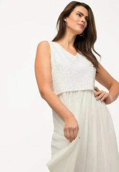 Ulla Popken MIDI À PAILLETTES SANS MANCHES COL EN V - Cocktailkleid/festliches Kleid - Blanc Cassé -Ulla Popken 98c8caa2d96641329278f702a40e8231