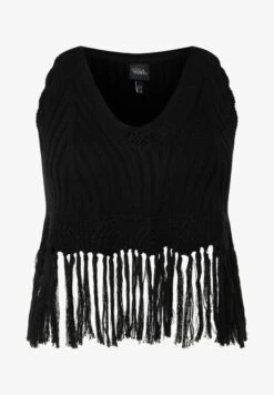 Ulla Popken FRINGED - Top - Black 12 Ulla Popken FRINGED - Top - Black -Ulla Popken 997aa31397e1430bb2cf74c4f5b54e52