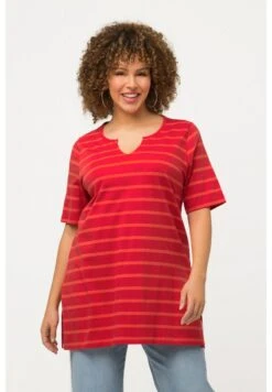 Ulla Popken LONG RAYURES ET MANCHES COURTES - T-Shirt Print - Rouge Poivron
