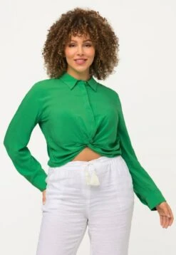 Ulla Popken NŒUD FANTAISIE COUPE COURTE MANCHES LO - Bluse - Vert Gazon