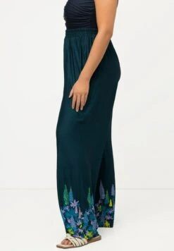 Ulla Popken AVEC IMPRIMÉ LYS - Stoffhose - Pétrole Foncé -Ulla Popken a066f6d10be54f2286f5e30d376e0b19