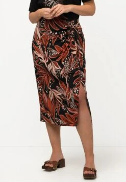 Ulla Popken DOUBLÉE LONGUEUR MIDI FEUILLES ET NŒUD FANTAISIE À LA TAI - Bleistiftrock - Noir -Ulla Popken a152eaa7ad2540d1b959d3964f42b6ae 1