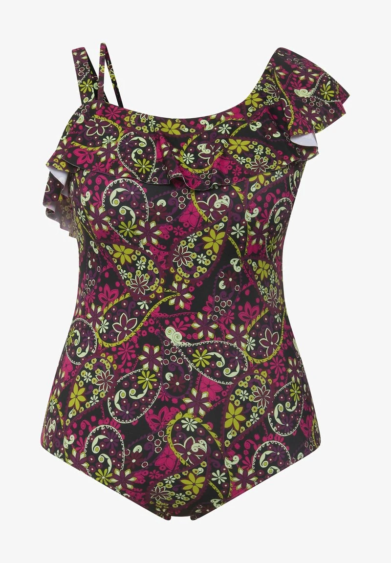 Ulla Popken ASYMÉTRIQUE BONNETS SOUPLES IMPRIMÉ - Badeanzug - Noir 7 Ulla Popken ASYMÉTRIQUE BONNETS SOUPLES IMPRIMÉ - Badeanzug - Noir – Bild 5