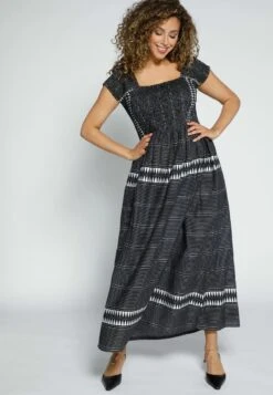 Ulla Popken Maxikleid - Schwarz-weiß