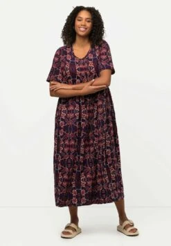 Ulla Popken FLEURS COL ROND MANCHES COURTES - Freizeitkleid - Blanc Neige