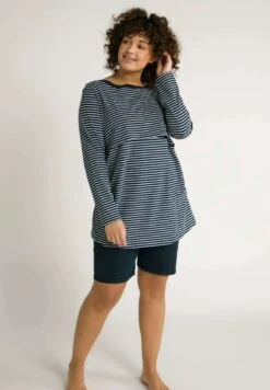 Ulla Popken Nachtwäsche Set - Navy Blue Stripe -Ulla Popken a6955986749043d2b421577ba863ec7e