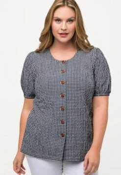 Ulla Popken À CARREAUX VICHY DÉCOLLETÉ ROND MANCHE - Hemdbluse - Marine -Ulla Popken aa2f156a0daa4eaf9f602ede072e7b5c 1