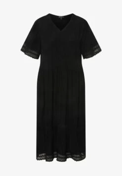 Ulla Popken STYLE AVEC DENTELLE SUR LE COL EN V - Freizeitkleid - Noir -Ulla Popken aae85c10c48d4d9ba56bb75b51e97120