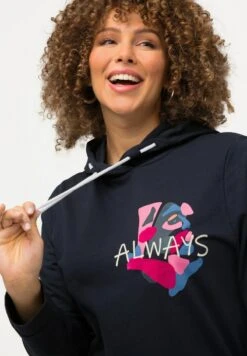 Ulla Popken MESSAGE IMPRIMÉ FENTE SUR LE CÔTÉ E - Kapuzenpullover - Marine -Ulla Popken abb2ee6a5ede44eb8bbfba22e19e3916