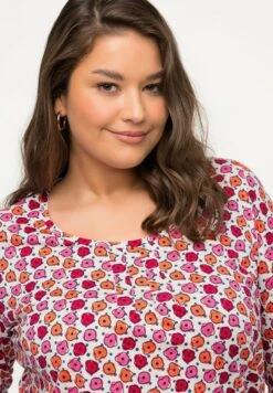 Ulla Popken À FLEURS PLIS FANTAISIE COL EN V MANCHES - Langarmshirt - Blanc Cassé -Ulla Popken b0c3c90a83124e268406a5a35b566326