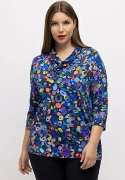 Ulla Popken SLINKY SAISLEY DESSIN COL 3/4-MOUWEN - Bluse - Diepdonkerblauw -Ulla Popken b3133f33d22f4e7e95dd6ccac3dafeb6