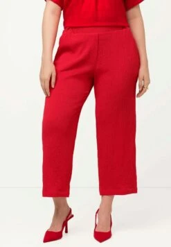Ulla Popken TEXTURED STRAIGHT LEG CROPPED MARY FIT - Stoffhose - Salsa Red