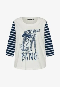 Ulla Popken BANG! GRAPHIC WITH CONTRAST SLEEVES - Langarmshirt - Blanc Cassé -Ulla Popken b3e2e9e823a3460b838fefc936588211