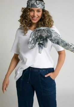 Ulla Popken A-LINIE V-AUSSCHNITT HALBARM - T-Shirt Basic - Schneeweiß -Ulla Popken b4452b6927424b33a0d77cf8d123d09a