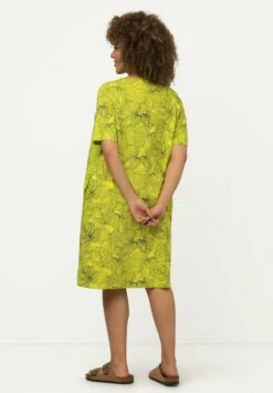 Ulla Popken MIDI MANCHES COURTES ET DÉCOLLETÉ EN V SILHOUETTE EN A I - Freizeitkleid - Vert/jaune -Ulla Popken b4c76953b4064267aeda674f4d86da5f
