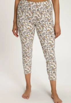 Ulla Popken FLEURS, JAMBE ÉTROITE - Stoffhose - Vanille