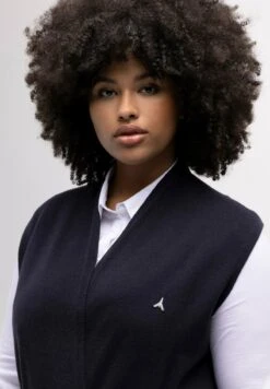 Ulla Popken DUSTER LENGTH OPEN FRONT VEST - Strickjacke - Navy Blue -Ulla Popken b9eb445d6b5b4b14957f2eb27f71c8d6 1