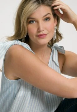 Ulla Popken Bluse - Pearl Blue Stripe -Ulla Popken bea1c67c376c4da4bb0da63a51586e7a