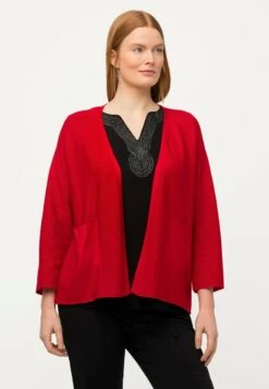 Ulla Popken CROSS RIBBED - Strickjacke - Red Poppy -Ulla Popken bf30096e41fd4579987fa881f4d44c98 1