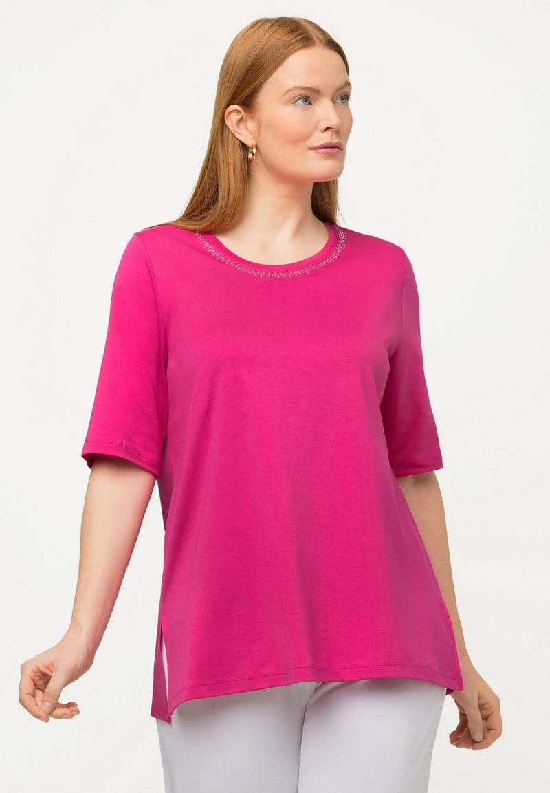 Ulla Popken PIMA SHORT SLEEVE - T-Shirt Basic - Rose Fuchsia 3 Ulla Popken PIMA SHORT SLEEVE - T-Shirt Basic - Rose Fuchsia