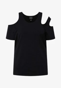 Ulla Popken À MANCHES COURTES COL ROND ET JOLIES DÉCOUPES - T-Shirt Basic - Noir -Ulla Popken c0d3a75ea1a74c48a0df905fe5496578