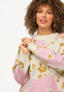 Ulla Popken FLEURS COL - Strickpullover - Blanc Cassé -Ulla Popken c0d4aab2f51048b193fcae65adfd161b