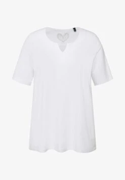 Ulla Popken À MANCHES COURTES, AVEC DÉCOUPE EN FORME DE GOUTTE. LIGN - T-Shirt Basic - Blanc Neige -Ulla Popken c1bbd8f5832947dca3008d6e23a09b3c