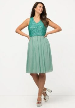 Ulla Popken MIDI À PAILLETTES SANS MANCHES COL EN V - Cocktailkleid/festliches Kleid - Gris Turquoise -Ulla Popken c3fcf80df02949a3aaebb5cd9eb663c6