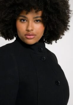 Ulla Popken JAS - Klassischer Mantel - Zwart -Ulla Popken c5045efe4a0f42ce86b6d6994bb2e068