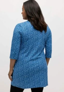 Ulla Popken BLÜTEN MUSTER, RUNDHALS, 3/4-ÄRMEL - Langarmshirt - Himmelblau -Ulla Popken c53795bfe9bc46d386874d416a784837