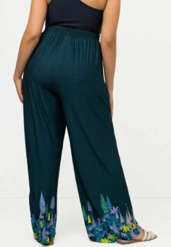 Ulla Popken AVEC IMPRIMÉ LYS - Stoffhose - Pétrole Foncé -Ulla Popken c7cc16ba6c5340a3986b5963319a98f0