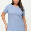 Ulla Popken MANCHES - T-Shirt Basic - Sky Blue