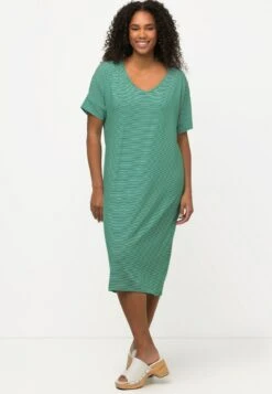 Ulla Popken RINGEL HALBARM - Jerseykleid - Vert émeraude