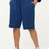 Ulla Popken WASHOUT JAMBE DROITE POCHES - Shorts - Bleu Royal Foncé -Ulla Popken ce7cc238eb894c40a53fc98ed478fd9e
