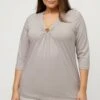 Ulla Popken Langarmshirt - Graubeige -Ulla Popken cf33ae37f3c24ec1bf10f1b41ef68139