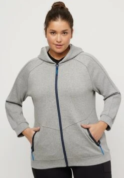 Ulla Popken DOUBLEFACE RITSZAKKEN - Sweatjacke - Grijs Melange -Ulla Popken cf48c87c32404493807a0da6b0198790 1
