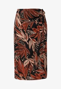 Ulla Popken DOUBLÉE LONGUEUR MIDI FEUILLES ET NŒUD FANTAISIE À LA TAI - Bleistiftrock - Noir -Ulla Popken cfca9e61e8c34a0a91c1f38bd32e8650