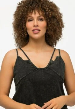 Ulla Popken STRAPPY STONEWASHED - Top - Black -Ulla Popken d30d79e3db9b406f8f9b96fe1eb4d6b9