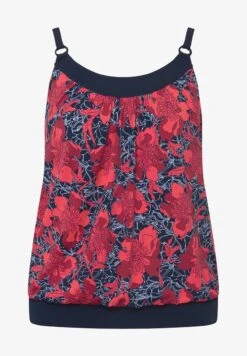 Ulla Popken DE TANKINI FLEURS BONNETS SOUPLES BASE ÉLASTIQUE - Unterhemd/-shirt - Marine -Ulla Popken d3d2408136f44cdfaeb9e5d3292f136a