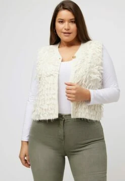 Ulla Popken FRANSEN V-AUSSCHNITT ÄRMELLOS - Weste - Vanille -Ulla Popken d5e6a4c8d64c46d4b5424573ffc0b2d3