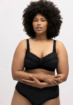 Ulla Popken PINSTRIPE WIREFREE RELIEF - Push-up BH - Black
