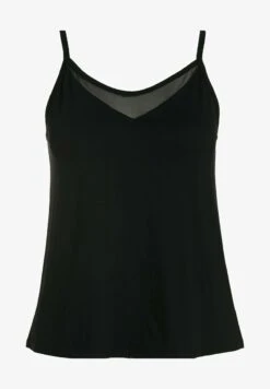Ulla Popken INSET STRETCH KNIT CAMI - Top - Black -Ulla Popken d74ba496bae149ef857b463cdfa82c11