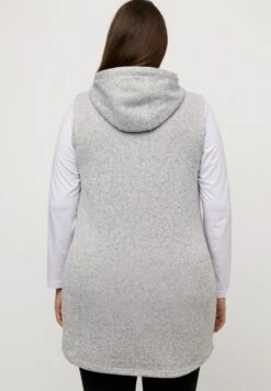 Ulla Popken Strickjacke - Lichtgrijs Melange -Ulla Popken d7f0daf1a99a4640a14d7b4c40d69189