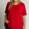 Ulla Popken RUNDHALSAUSSCHNITT - T-Shirt Basic - Salsa 1 Ulla Popken RUNDHALSAUSSCHNITT - T-Shirt Basic - Salsa -Ulla Popken d8d7845d48094ab2879b7c7e1ae5e6e8