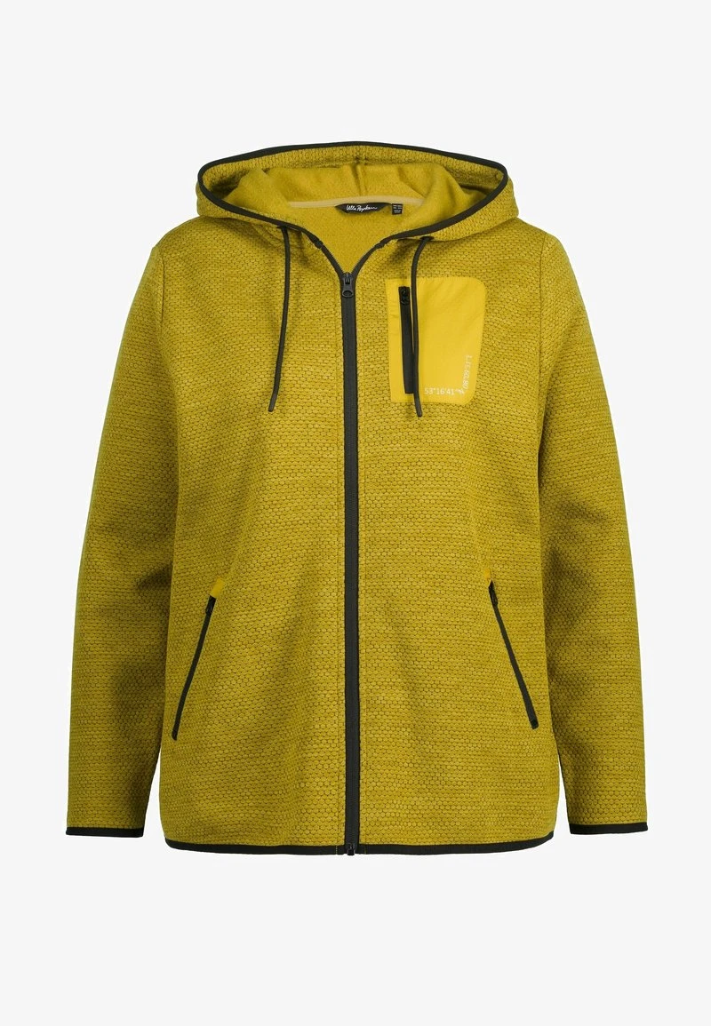 Ulla Popken WABENSTRUKTUR REFLEKTOREN ZIPPTASCHEN - Fleecejacke - Senfgrün 6 Ulla Popken WABENSTRUKTUR REFLEKTOREN ZIPPTASCHEN - Fleecejacke - Senfgrün – Bild 4