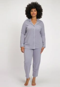 Ulla Popken ECO PIPING ACCENT SET - Nachtwäsche Set - Grey -Ulla Popken e0ba5bb77f024d2a9f3ccee935e82908 1