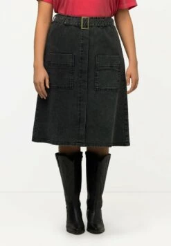 Ulla Popken TAILLE ÉLASTIQUE - Jeansrock - Noir