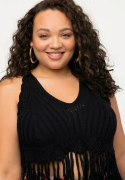 Ulla Popken FRINGED - Top - Black 11 Ulla Popken FRINGED - Top - Black -Ulla Popken e521ed49bbcc474289e30c65b9d4655a